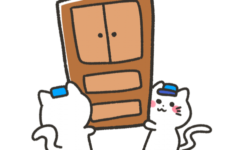 タンスを運ぶ猫のイラスト