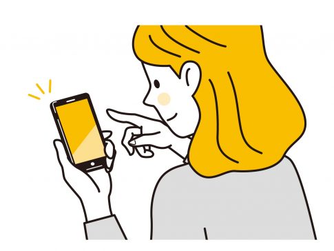 スマホを使う女性のイラスト